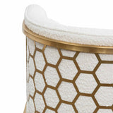 Ex Display - Carma Daisy White Boucle Lounge Chair - Brushed Gold Lounge Chair Blue Steel Sofa- Core