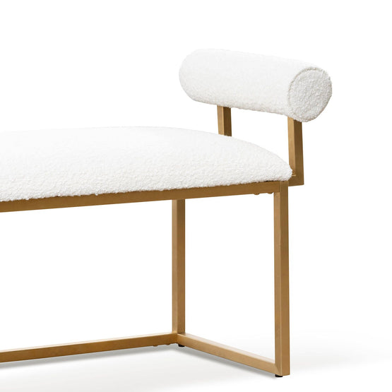 Florence Ivory White Boucle Bench - Brushed Gold Base LC6771-BS