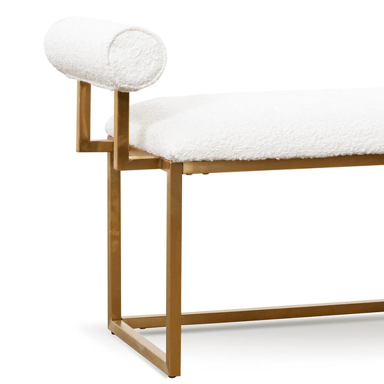 Florence Ivory White Boucle Bench - Brushed Gold Base LC6771-BS