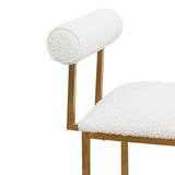 Prato Daisy White Boucle Occasional Chair - Brushed Gold Base Lounge Chair Blue Steel Sofa- Core