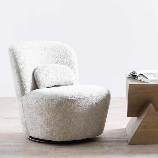 Zamora Swivel Lounge Chair - Ivory Teddy Lounge Chair Casa-Core   