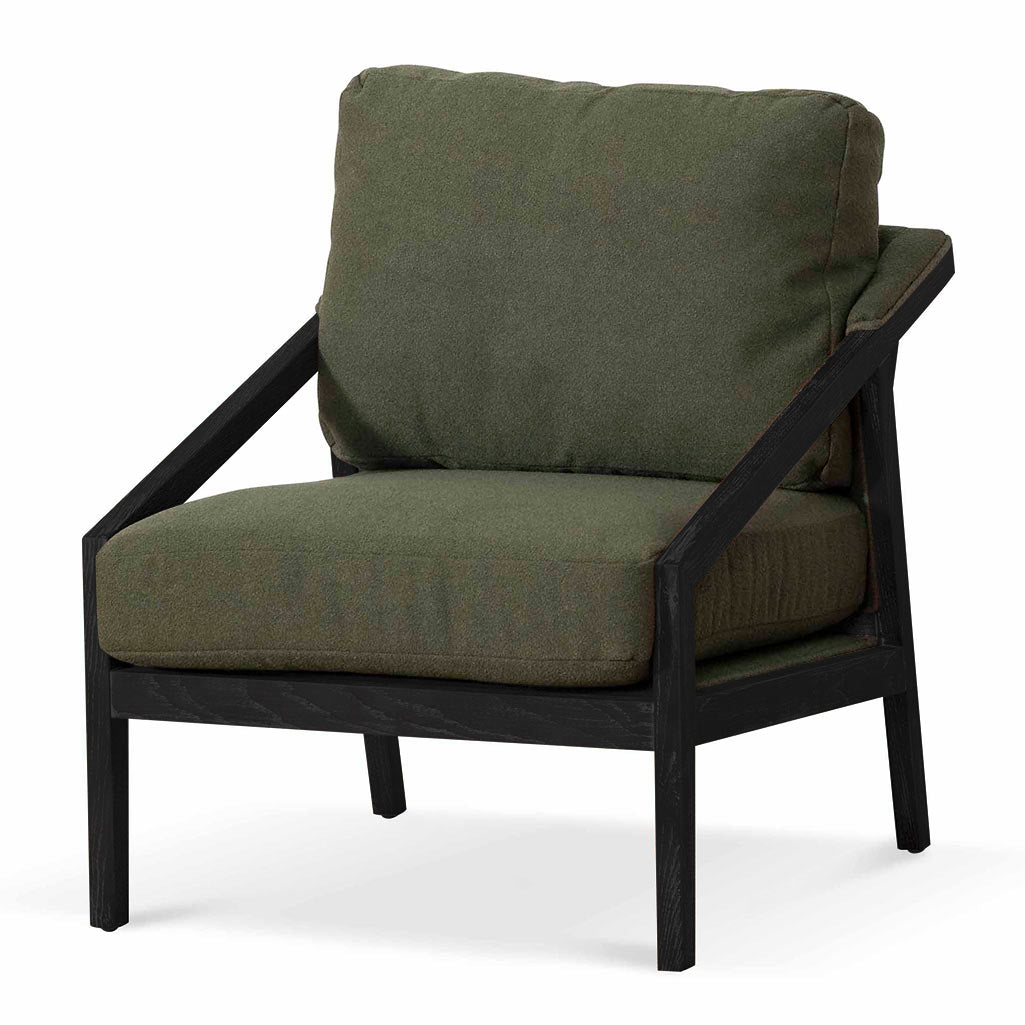 Roland Green Fabric Lounge Chair - Black Frame