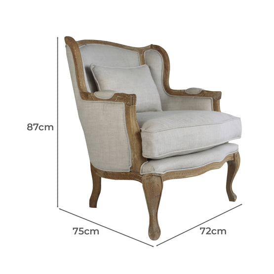 Hector French Provincial Wingback Fabric Armchair Wingback Chair Flex-Local   