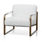 Hadiya White Fur Armchair - Antique Golden Frame Armchair Nicki-Core   