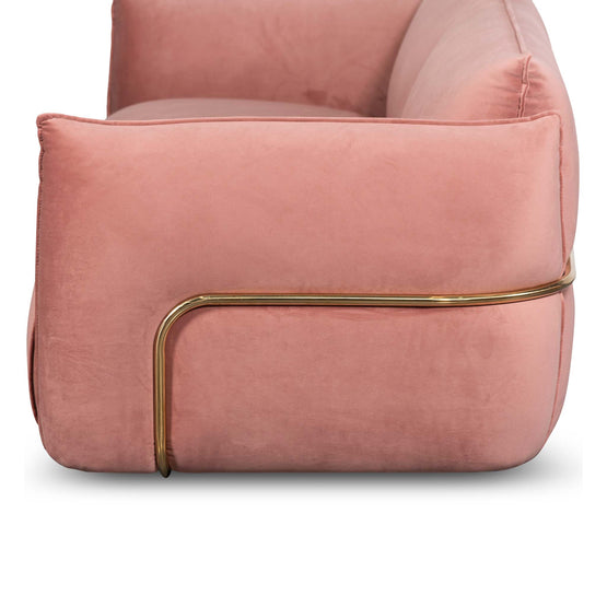 Ferrell 3 Seater Sofa - Blush Pink Velvet With Brass Frame Sofa IGGY-Core   