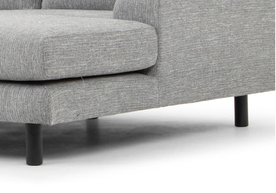 Sonia 3 Seater Right Chaise Fabric Sofa - Graphite Grey with Black Legs - Last One Chaise Lounge Original Sofa-Core   