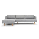 Denmark 3 Seater With Left Chaise Fabric Sofa - Graphite Grey with Natural Legs Chaise Lounge Original Sofa-Core   