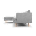 Denmark 3 Seater With Left Chaise Fabric Sofa - Graphite Grey with Natural Legs LC2863-FA