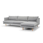 Denmark 3 Seater Right Chaise Fabric Sofa - Graphite Grey with Natural Legs Chaise Lounge Original Sofa-Core   