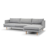 Denmark 3 Seater Right Chaise Fabric Sofa - Graphite Grey with Natural Legs Chaise Lounge Original Sofa-Core   