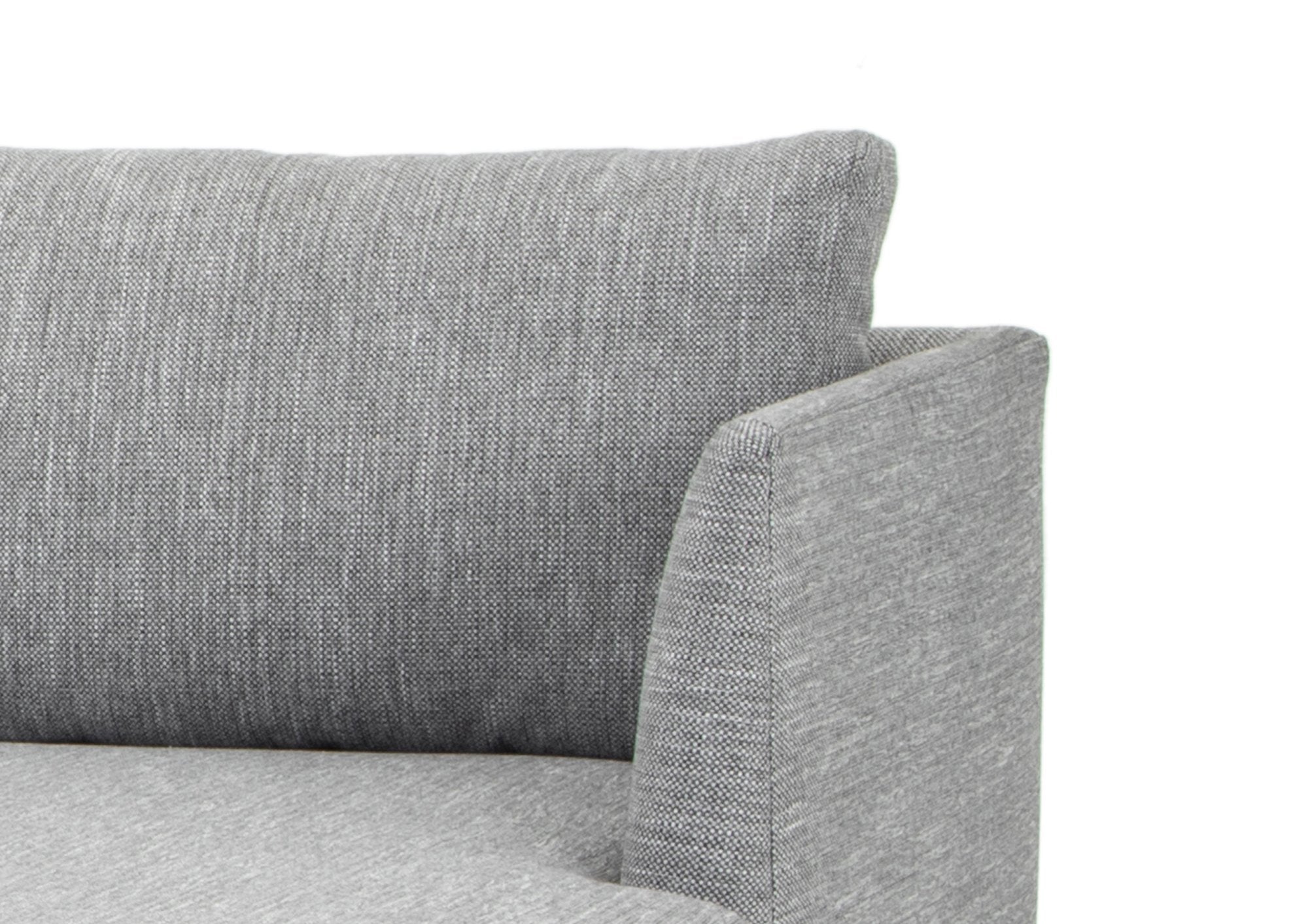 Denmark 3 Seater Right Chaise Fabric Sofa - Graphite Grey with Natural Legs Chaise Lounge Original Sofa-Core   