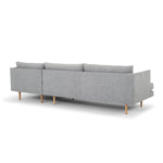 Denmark 3 Seater Right Chaise Fabric Sofa - Graphite Grey with Natural Legs Chaise Lounge Original Sofa-Core   