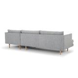 Denmark 3 Seater Right Chaise Fabric Sofa - Graphite Grey with Natural Legs Chaise Lounge Original Sofa-Core   
