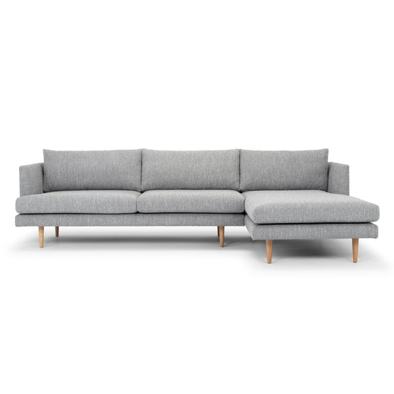 Denmark 3 Seater Right Chaise Fabric Sofa - Graphite Grey with Natural Legs Chaise Lounge Original Sofa-Core   