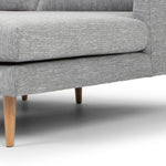 Denmark 3 Seater Right Chaise Fabric Sofa - Graphite Grey with Natural Legs Chaise Lounge Original Sofa-Core   