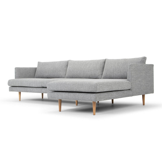 Denmark 3 Seater Right Chaise Fabric Sofa - Graphite Grey with Natural Legs Chaise Lounge Original Sofa-Core   
