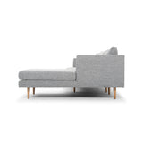 Denmark 3 Seater Right Chaise Fabric Sofa - Graphite Grey with Natural Legs Chaise Lounge Original Sofa-Core   