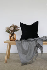 Ollo Majestic Cotton & Linen Cushion - Black Cushion Furtex-Local   