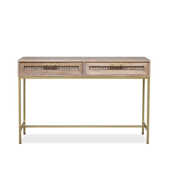 Marta Timber & Rattan Console - Natural Console Table Huds-Local   