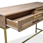Marta Timber & Rattan Console - Natural Console Table Huds-Local   