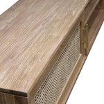 Marta Timber & Rattan Sliding Door TV Unit- Natural TV/Entertainment Unit Huds-Local   