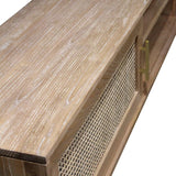 Marta Timber & Rattan Sliding Door TV Unit- Natural TV/Entertainment Unit Huds-Local   