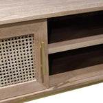 Marta Timber & Rattan Sliding Door TV Unit- Natural TV/Entertainment Unit Huds-Local   