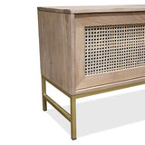 Marta Timber & Rattan Sliding Door TV Unit- Natural TV/Entertainment Unit Huds-Local   