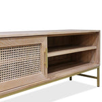 Marta Timber & Rattan Sliding Door TV Unit- Natural TV/Entertainment Unit Huds-Local   