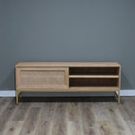 Marta Timber & Rattan Sliding Door TV Unit- Natural TV/Entertainment Unit Huds-Local   