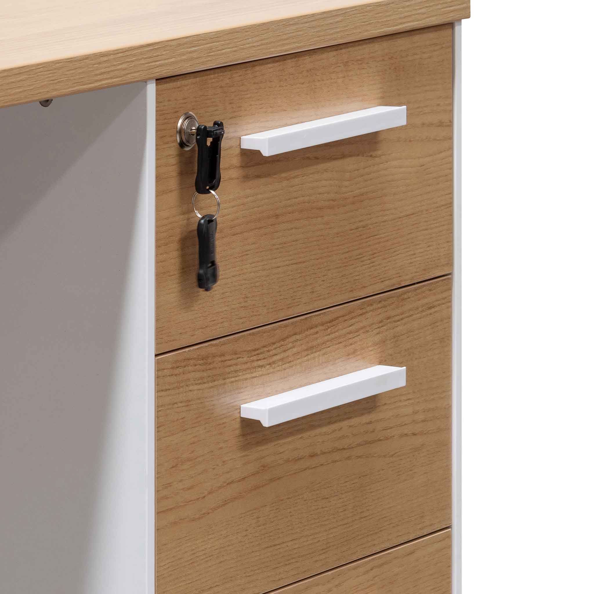 Halo 1 Seater Office Desk - Natural and White Office Desk Sun Desk-Core   