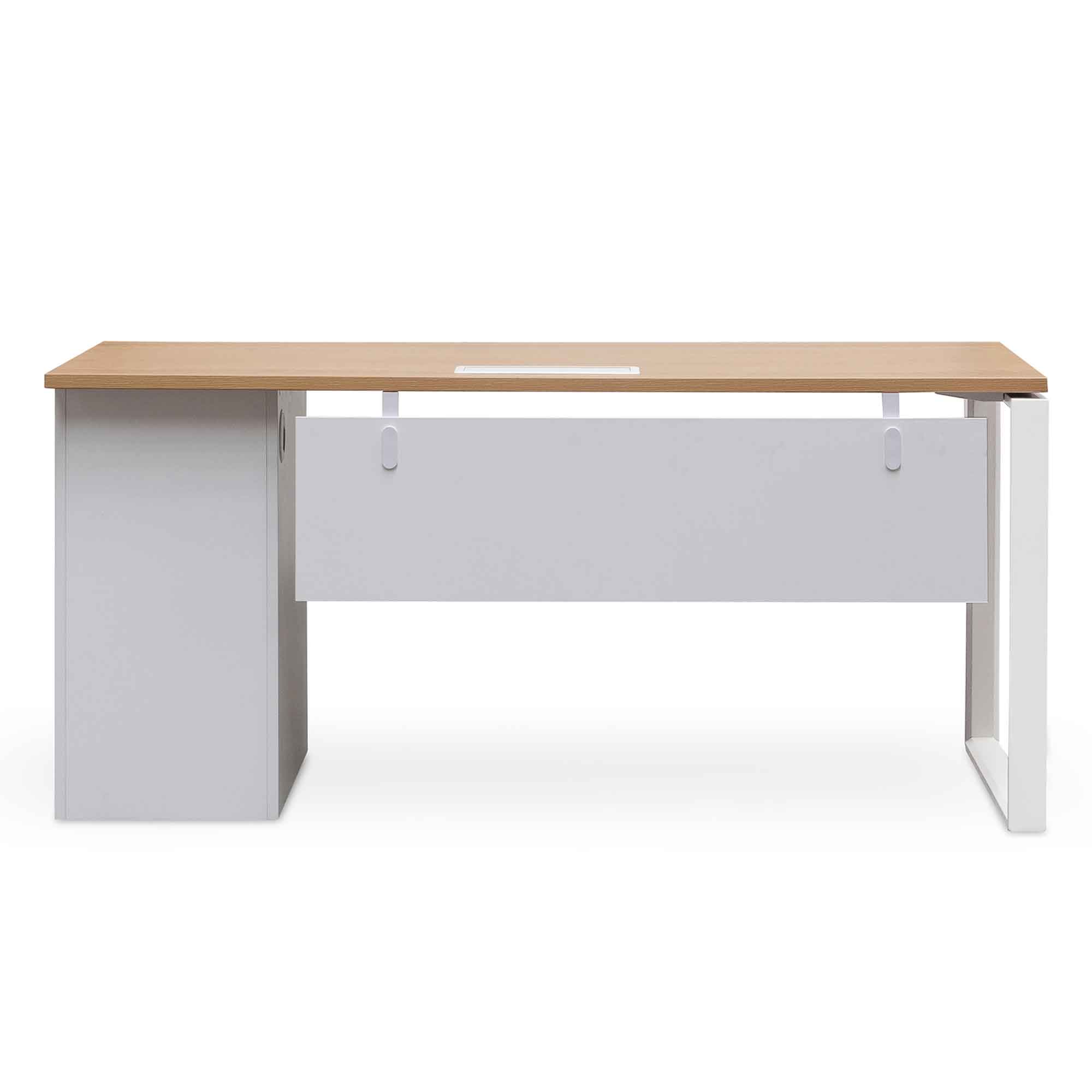Halo 1 Seater Office Desk - Natural and White Office Desk Sun Desk-Core   