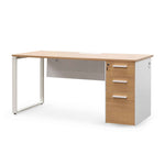 Halo 1 Seater Office Desk - Natural and White Office Desk Sun Desk-Core   