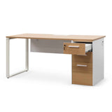 Halo 1 Seater Office Desk - Natural and White Office Desk Sun Desk-Core   