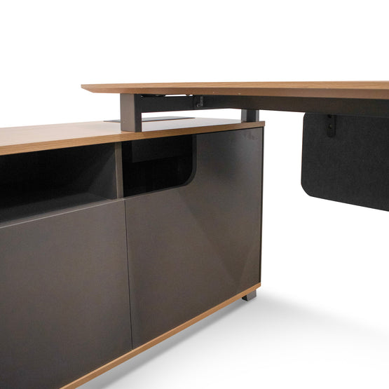 Hubert 2.2m Left Return Grey Office Desk - Natural Top Office Desk Sun Desk-Core   