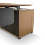 Hubert 2.2m Left Return Grey Office Desk - Natural Top Office Desk Sun Desk-Core   