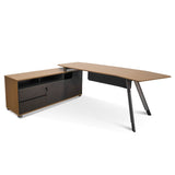 Hubert 2.2m Left Return Grey Office Desk - Natural Top Office Desk Sun Desk-Core   