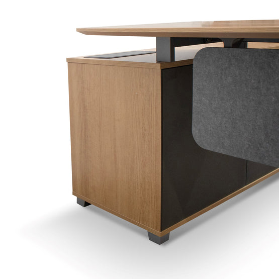 Hubert 2.2m Right Return Grey Office Desk - Natural Top Office Desk Sun Desk-Core   