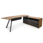 Hubert 2.2m Right Return Grey Office Desk - Natural Top Office Desk Sun Desk-Core   