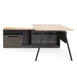Cuevas 1.8m Left Return Office Desk - Black with Natural Top Office Desk Sun Desk-Core   