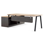 Cuevas 1.8m Right Return Office Desk - Black with Natural Top Office Desk Sun Desk-Core   