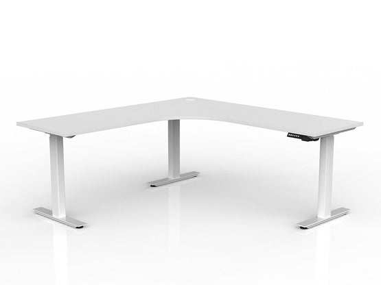 Lithe 180cm x 60cm Two Column 90° Electric Height Adjustable Workstation with Left Return - White Corner Desk OLGY-Local   
