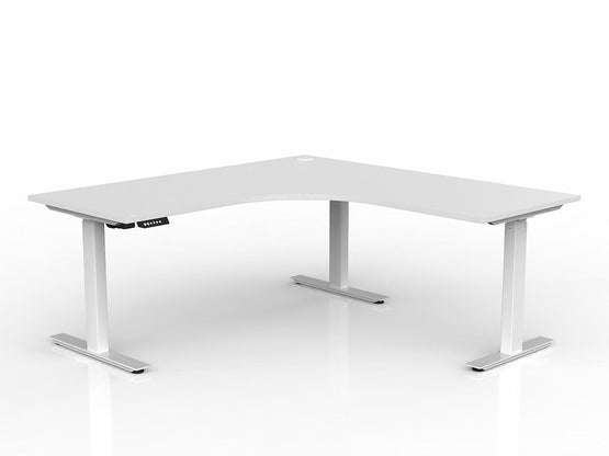 Lithe 180cm x 75cm Two Column 90° Electric Height Adjustable Workstation with Right Return - White Corner Desk OLGY-Local   