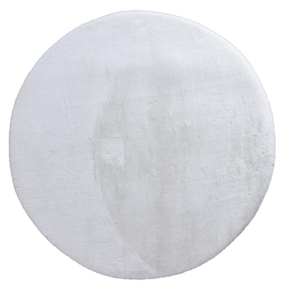 Pony Polyester 180cm Round Rug - White | Interior Secrets