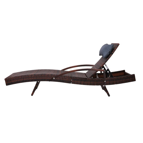 Dreobe Outdoor Day Bed Wicker Sun Lounge - Brown Sunlounger Aim WS-Local   