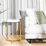 Janet Round Glass Side Table - Gold Base Side Table K Steel-Core