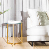 Janet Round Glass Side Table - Gold Base Side Table K Steel-Core