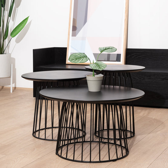 Carmella Round Side Table Set - Black Oak ST2477-KD