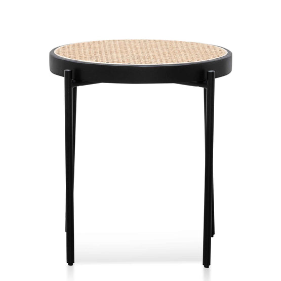 Zidan Rattan Top Side Table - Natural Top and Black Base ST6494-SD