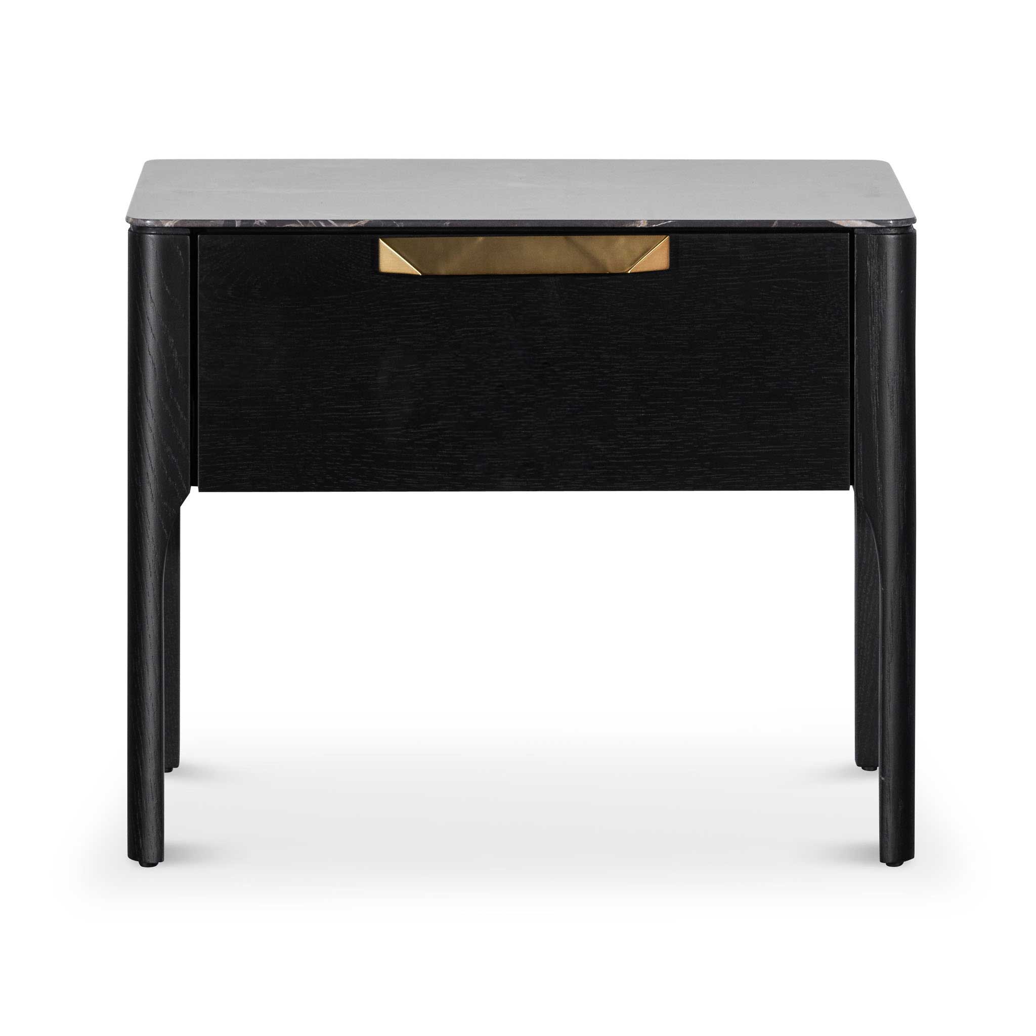 Allison Bedside Table - Black with Porcelain Marble Top Bedside Table Century-Core